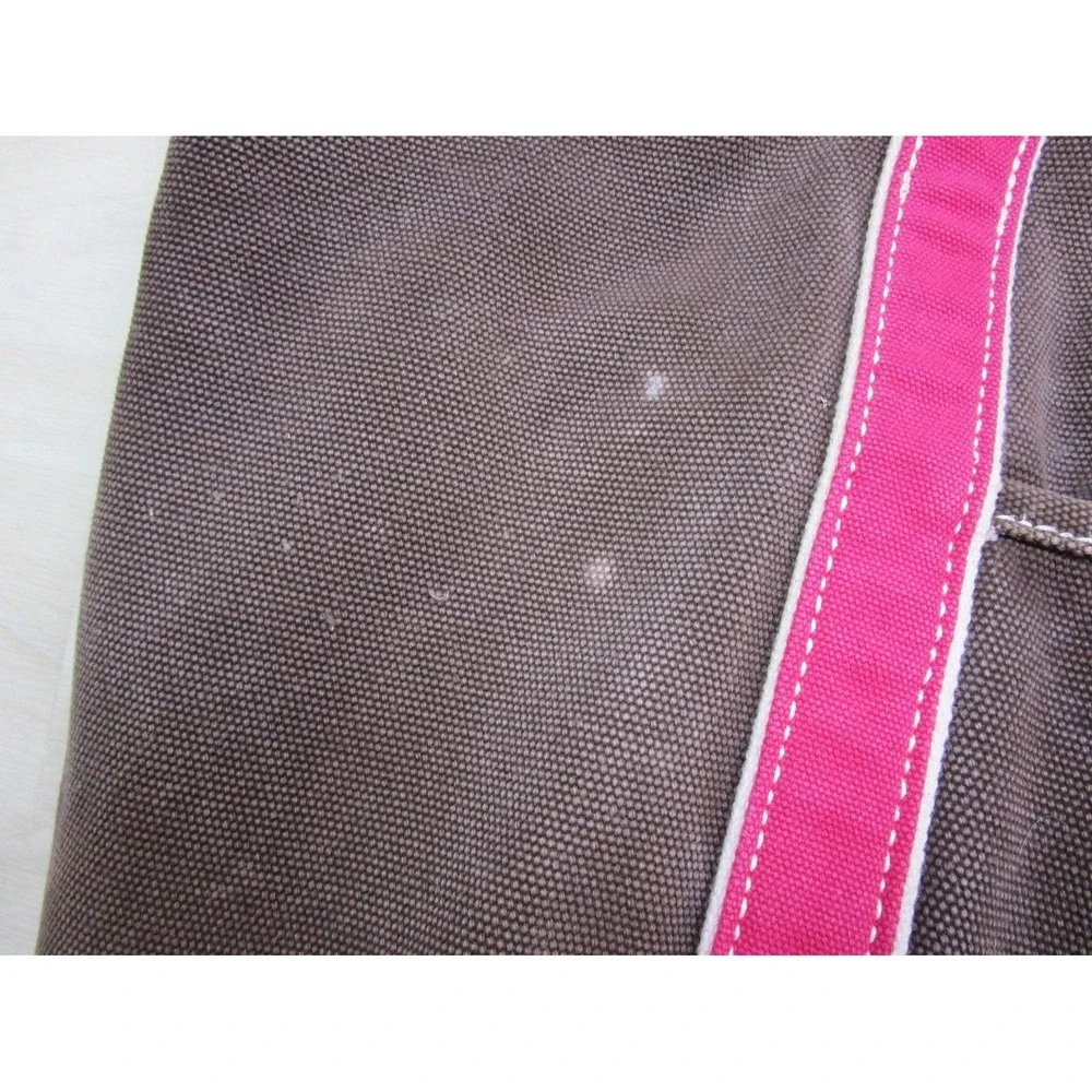 Vintage Y2K Lands End Tote Bag Heavyweight‎ Canvas Brown Pink 